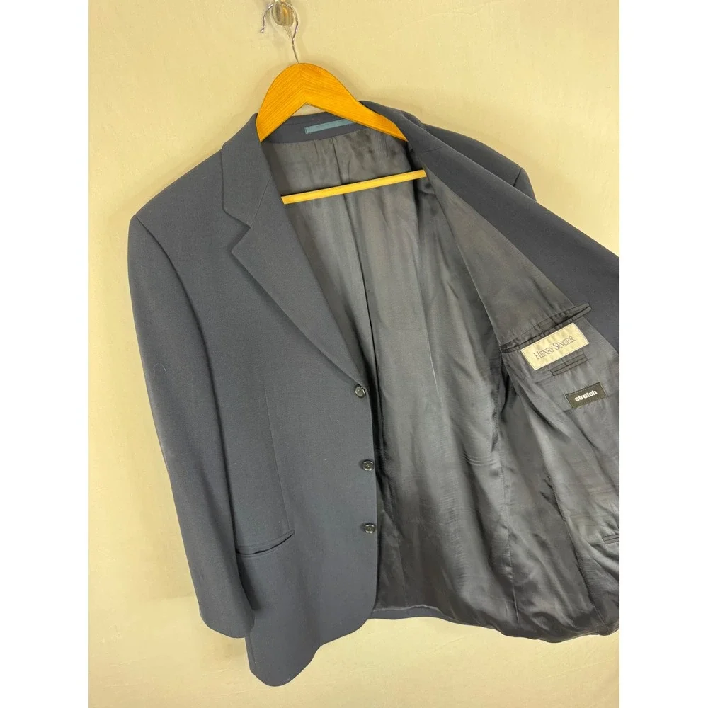 Hugo Boss Mens Navy Blue Virgin Wool Stretch 3 Button Suit Set Size 40R 32x31